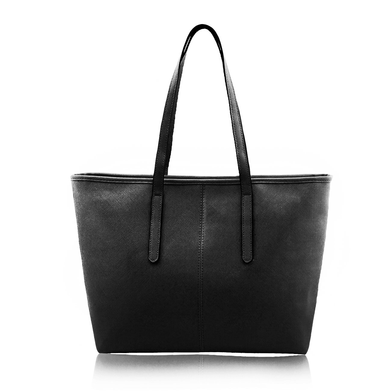 Jieway Women's Fashion Handbag PU Leather Large Capacity Shoulder Bags Tote Bags (Black)