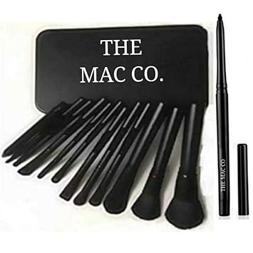 THE MAC CO.Combo Washable Makeup Brush Set Of 12 With Eyeconic Kajal black