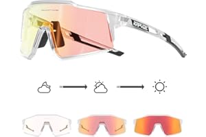 KAPVOE Photochromic Cycling Glasses MTB Clear Mountain Bike Transition Bicycle Sunglasses for Men Women