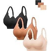 HBselect Jelly Bras for Women No Underwire 3PCS Comfort Wireless Push Up Bras Seamless Scalloped Lift Everyday Bralettes