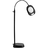 Daylight Company LED Floor Lamp and Table Lamp, Standing Lamp for Living Room, Bedroom, Salon, Office, Touch Control, Flexible Arm, Sleek Design, Multipurpose, Magnifier Lamp, Black