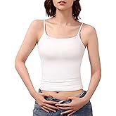Upushall Women's Square Neck Seamless Tank Top with Built in Bras Sleeveless Cropped Tops