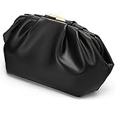 DETARA Elegant Pleated Vegan Leather Clutch Purse for Women Soft PU Wedding Evening Bag with Detachable Chain for Prom Party