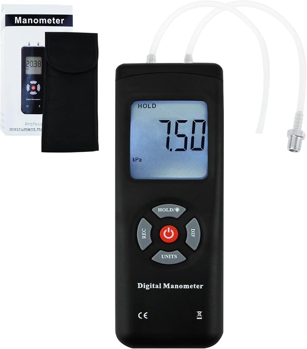 GAIN EXPRESS Digital Manometer 11 Units Backlit Air Pressure Gauge HVAC System