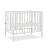 Dream On Me Edgewood 4-in-1 Convertible Mini Baby Crib in White GreenGuard Gold & JPMA, Non-Toxic, Compact 40×25×33″ Design, Converts to Mini Daybed & Twin Bed (Rails to Buy) 1″ Mattress Pad