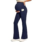 IUGA Maternity Yoga Pants for Work Maternity Flare Leggings for Women with Pockets Soft Pregnancy Over The Belly