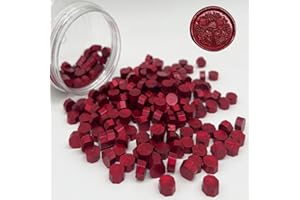 MINGYUESKY 200pcs Dark Red Wax Seal Beads Octagon Sealing Beads Wine Red for Wedding Invitations Wax Seal Stamp Xmas Gift Wrapping Card Envelope Seal (Dark Red)