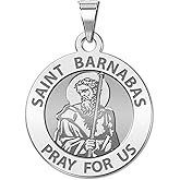 PicturesOnGold.com Saint Barnabas Round Religious Medal - 2/3 Inch Size of Dime, Sterling Silver