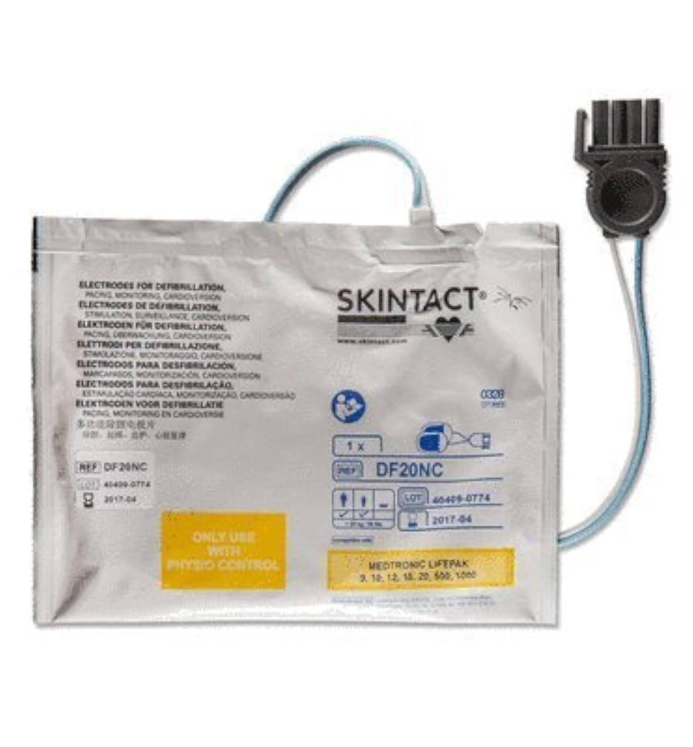 SKINTACT Adult Defib Pads - Compatible with Physio Control Lifepak 9, 10, 12, 15, 20, 500, 1000