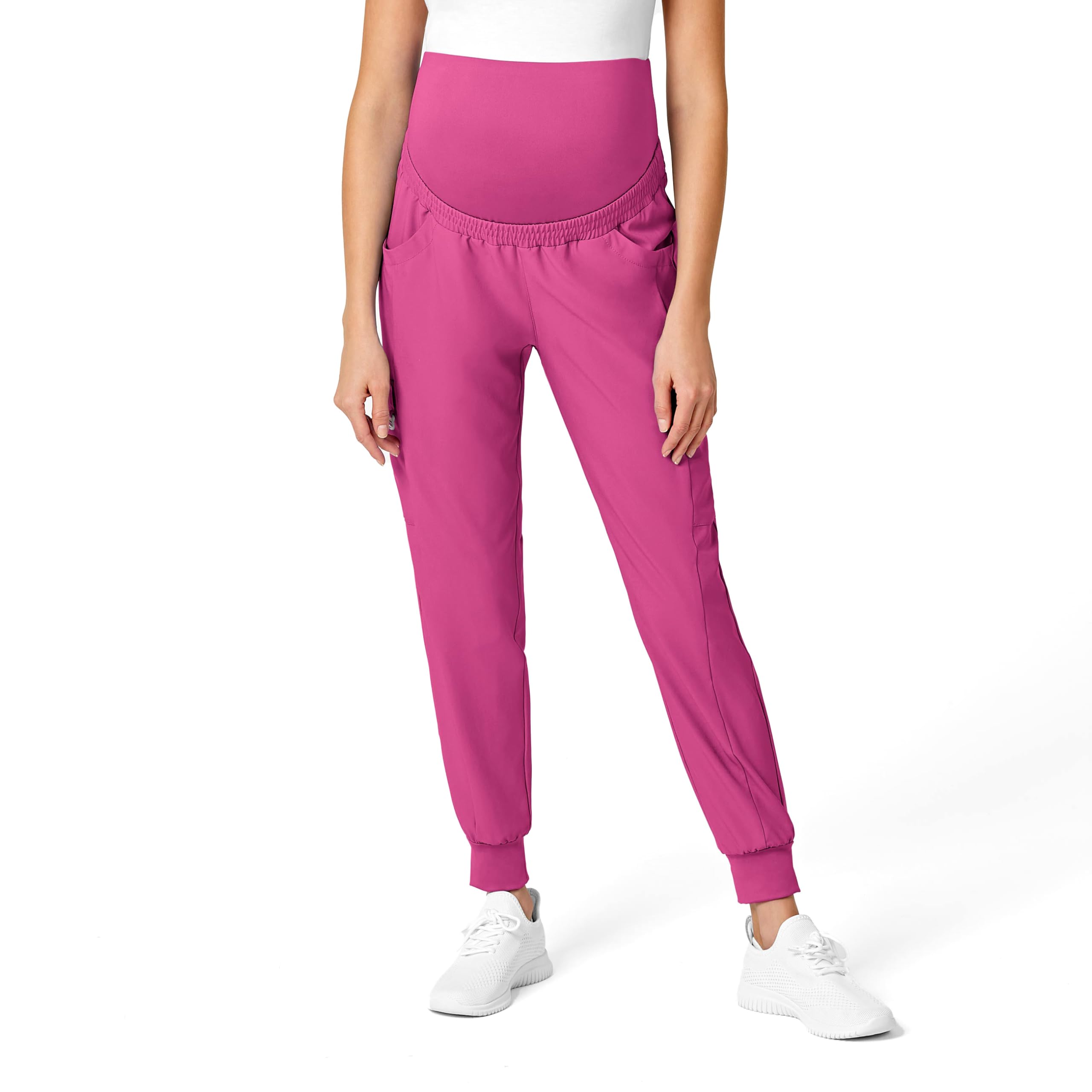 W123 Maternity Jogger Scrub Pant Hot Pink Image