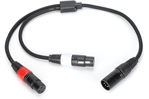 Vvikizy 5 Pin XLR Male to Dual 3 Pin XLR Female Cable, 1.6ft Oxygen Free Copper Y Splitter Audio Cable with Double Shielding 