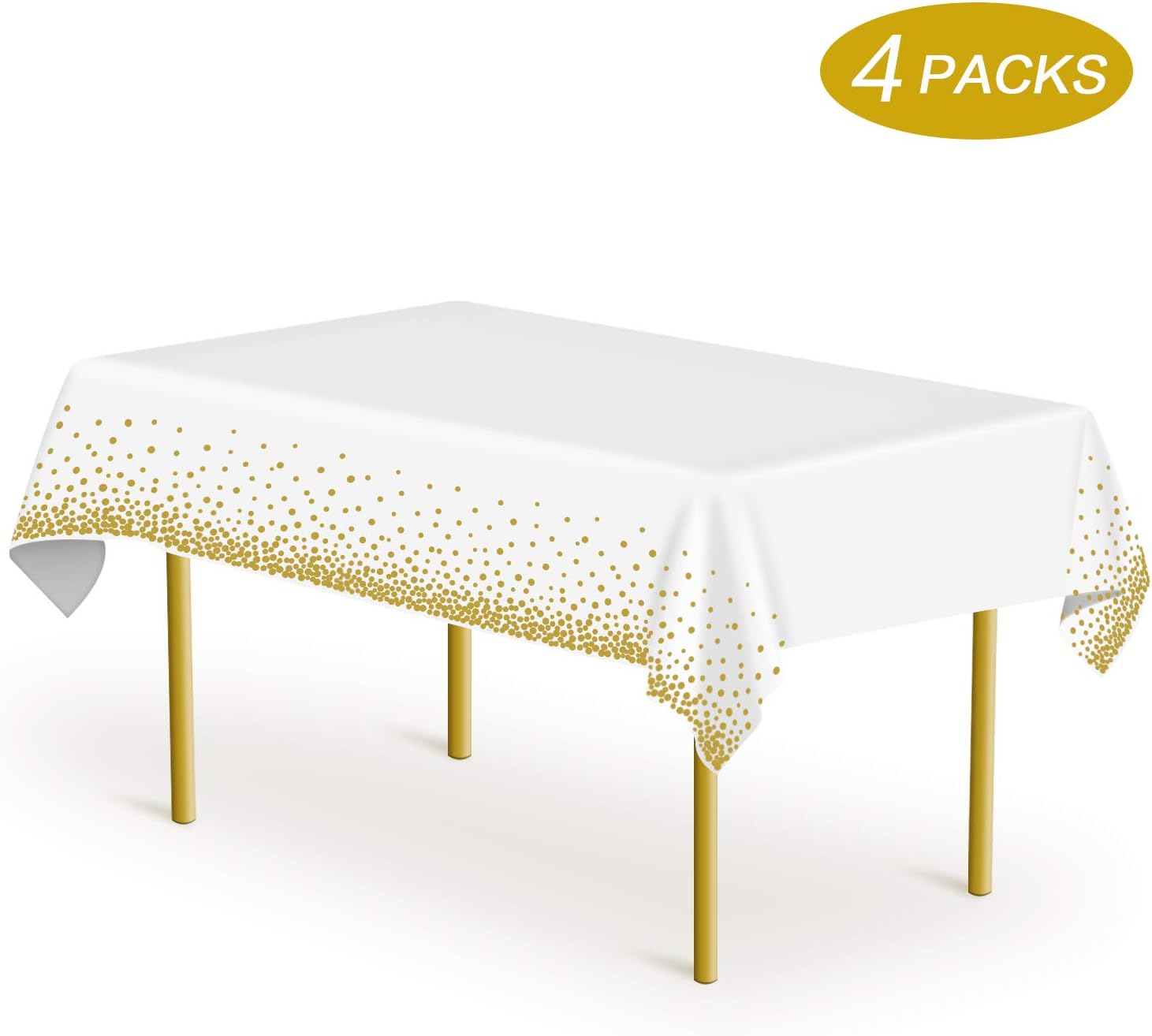 Mokani Disposable Plastic Tablecloths, 4 Pack Party Rectangle Table