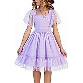 zarmfly Girls Dress Summer Puffy Sleeve Embroidery A Line Chiffon Double Layer Smocked Shirred Kids Party Dresses 6-15 Years
