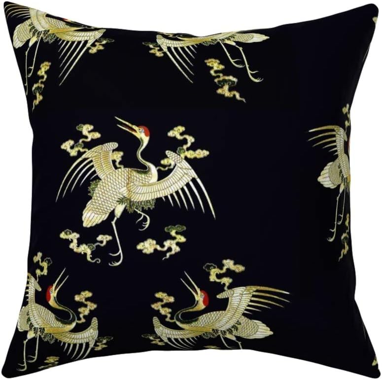 Amazon Com Roostery Throw Pillow Birds Cranes Asian Kimono