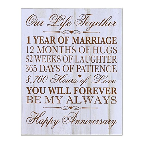 LifeSong Milestones 1st Wedding Anniversary Wall Plaque Gifts for Couple, 1st for Her,1st Wedding for Him 12