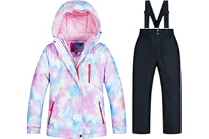 Kids Toddler Snowsuit Set, Girls Winter Hooded Puffer Jacket Coats Snow Bib Pant, Boy Ski Suits Snowboarding Outfit
