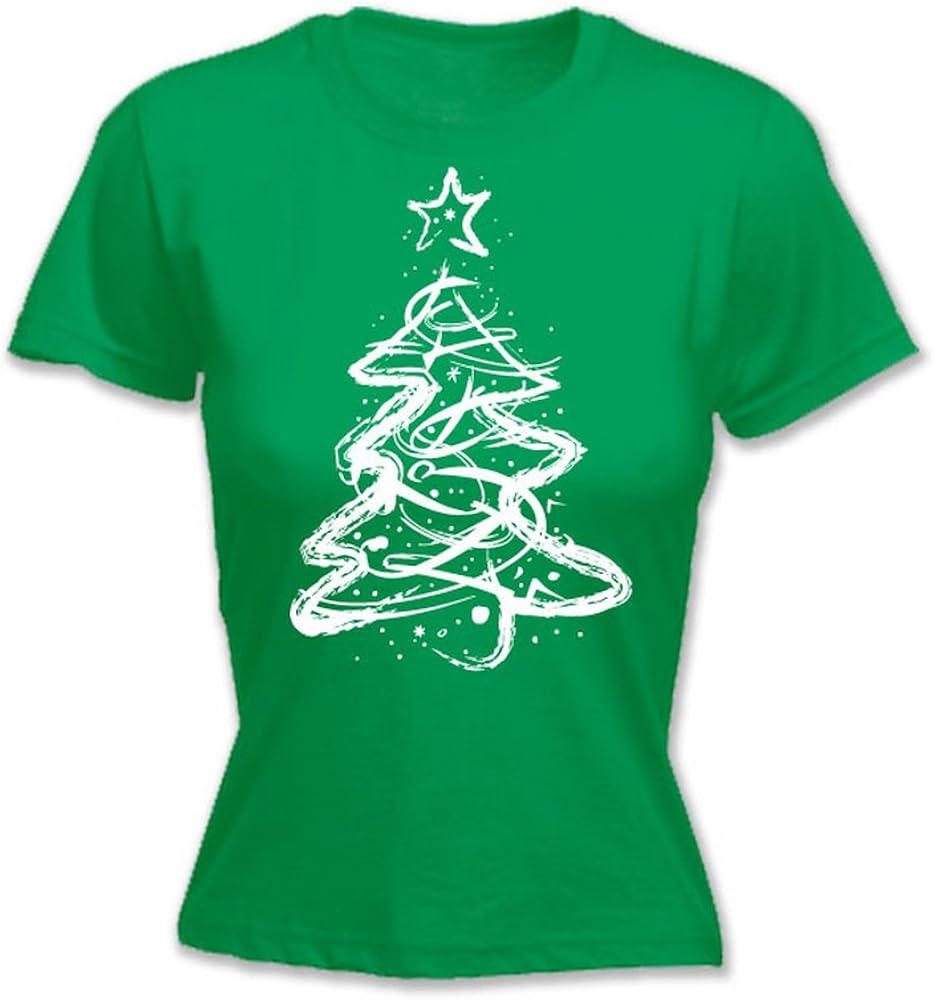 Womens Festive Christmas T Shirt Distressed Christmas Tree Xs Real
