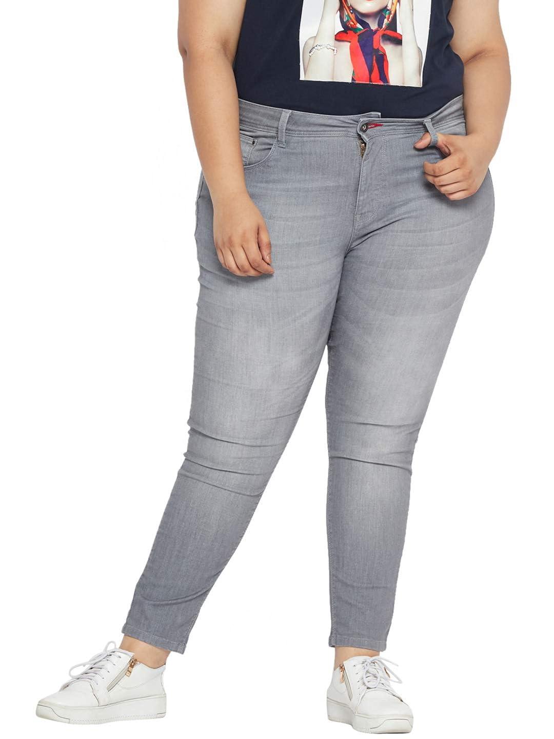 plus size gray jeans