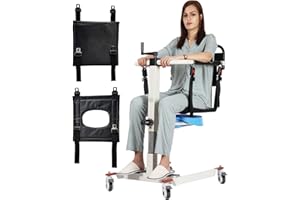 BNDDUP Patient Lift Transfer Chair, Patient Lift for Home, Wheelchair Lift for Car, with Hard Seat Cushion, Bedside Commode Bathroom Wheelchair for Elderly, Transport Chairs for Seniors (with Bedpan)