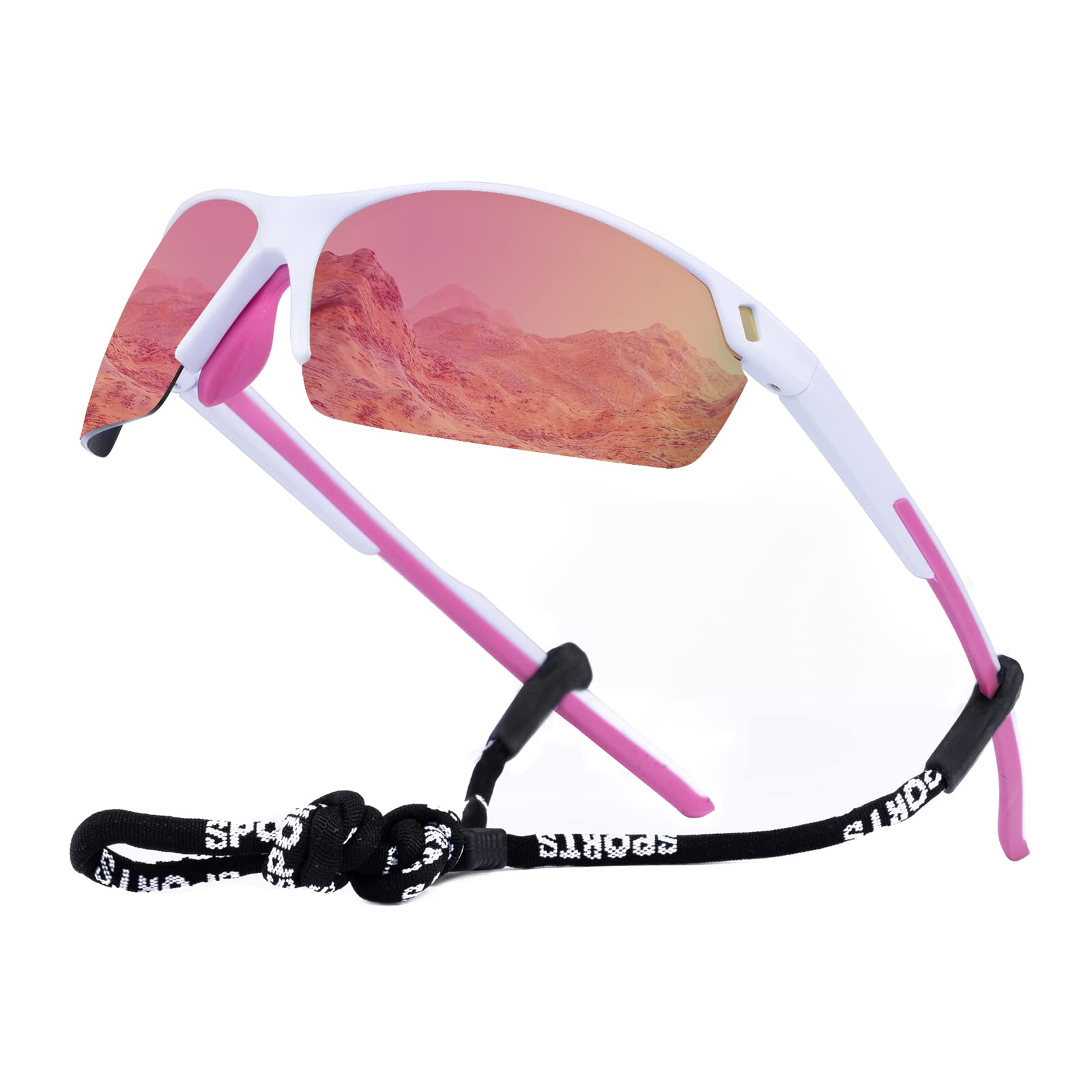 OKH Polarised Cycling Glasses for Men and Women Outdoor Sports Goggles UV400 Protection Driving Shades Sunglasses Eyewear with TR90 Unbreakable Frame(Pink Lens)