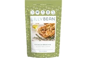 LillyBean Gluten Free Focaccia Bread Mix with No Artificial Colors - Dairy and Soy Free, Vegan - Make Hand-Tossed Garlic Knots, Stromboli, Breadsticks, Calzones, Flatbreads, Pizzas - 16oz