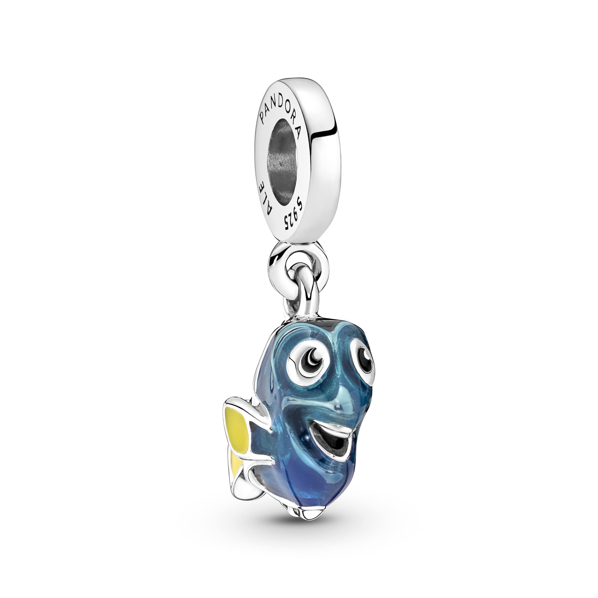 Pandora Disney Pixar Dory sterling silver dangle with transparent blue, black and yellow enamel