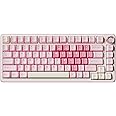 YUNZII B75 PRO Wireless Mechanical Keyboard,75% Layout with Knob,Hot Swap Gasket Custom Structure,Creamy Pre-lubed Switches,RGB Backlit,Bluetooth/Type-C/2.4G for Win/Mac(Cocoa Cream V2 Switch,Pink)