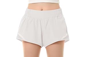 QooNoo Girls Athletic Shorts with Zipper Pocket Lightweight Elastic Waist Running Shorts for Teen Girls Kids Active Sports