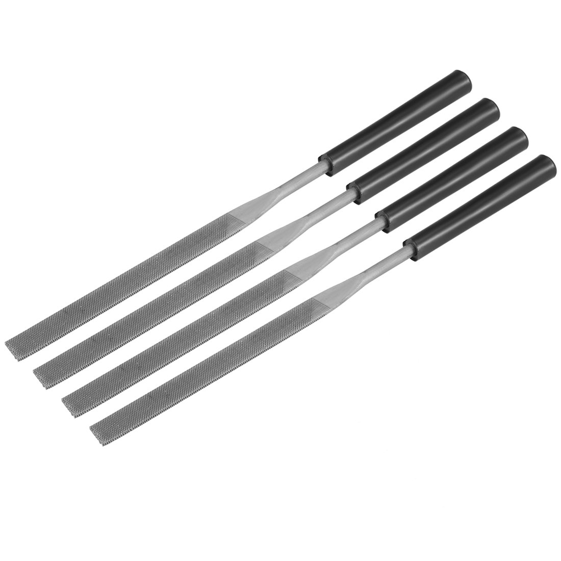 Sourcingmap 4Pcs Second Cut Steel Flat Needle File with Plastic Handle, 4mm x 160mm