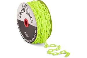 Stockroom Plus Glow in The Dark Plastic Chain - 100 Ft Roll, 1.5-Inch Links, Neon Yellow - Weather-Resistant Neon Barrier Chain for Crowd Control & Parking Barrier