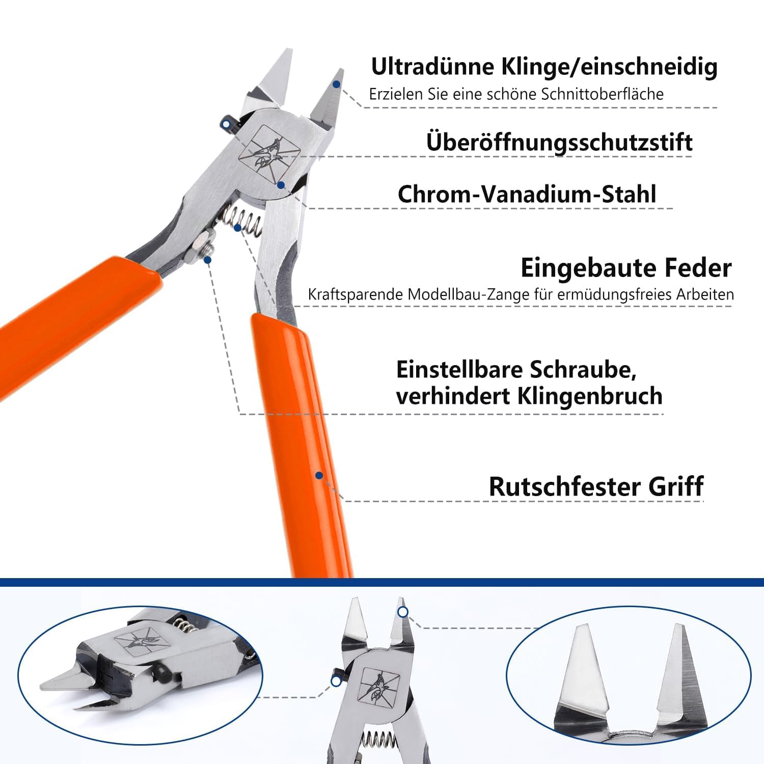 WISEPRO 120mm Modellzange, mit ultradünnem einschneidigem und Klingengehäuse, Ideal für Modellbau Kunststoff-Modellwerkzeuge für Gundam-Reparatur, Kunststoffmodell und Befestigung 2