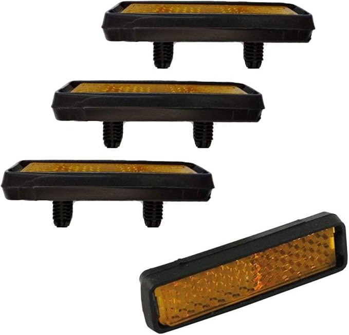 4 Réflecteurs Jaunes E4 Pour Moto/Vélo - Autocollants Sécurité Arrière 100x24mm - Visibilité Nuit
