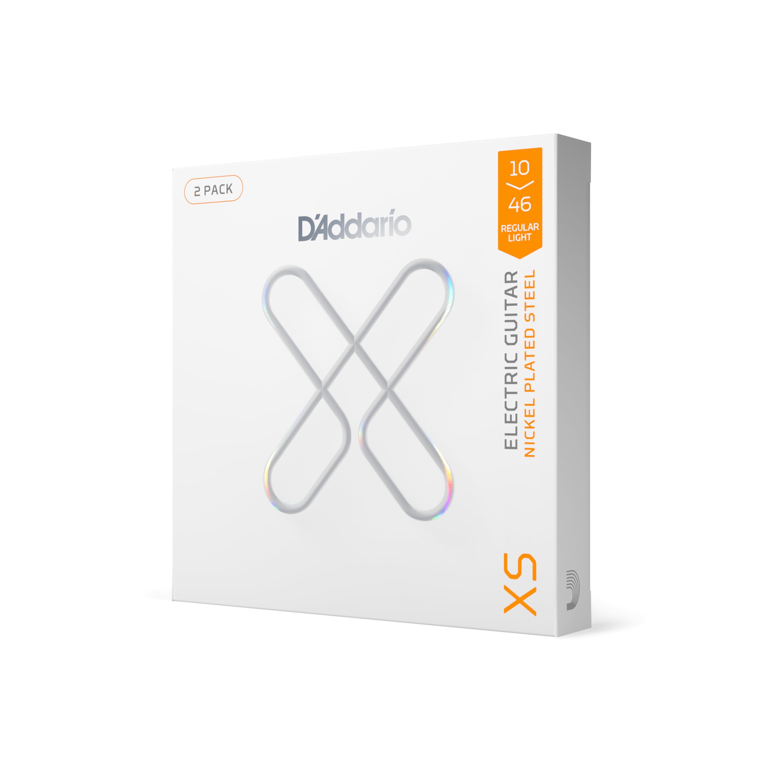 D'Addario Electric Guitar Strings, XS Nickel Coated, XSE1046-2P, Regular Light Gauge 10-46, 6-String Set, Pack of 2 Image