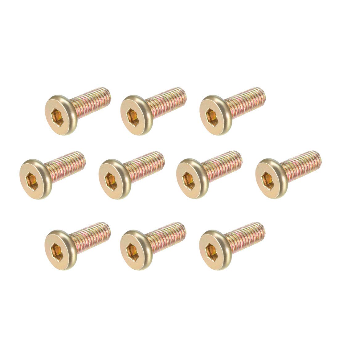 sourcing map M6x16mm Furniture Screw Hex Socket Machine Screws Zinc Plated Fasteners Bolts Full Thread Carbon Steel 20Pcs