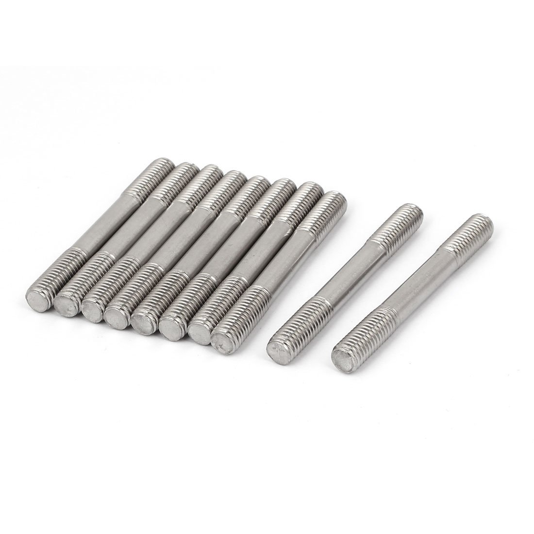 Sourcingmap M8 x 70mm Tight Adjustable Push Rod Double End Thread Stud Silver Tone 10pcs