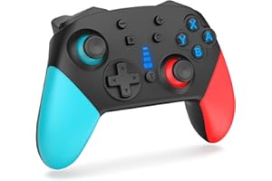 Cykeod Switch Controllers, 1200mAh Battery Wireless Switch Pro Controller for Switch/Lite/OLED, Bluetooth Switch Remote Gamepad with Joystick with Turbo Wake Up Vibration Motion Control (Red&Blue)