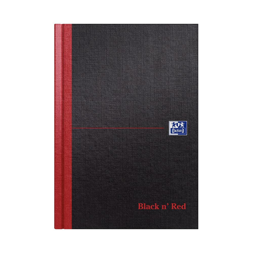 Oxford Black n' Red A5 Hardback Casebound Notebook, Ruled with Single Cash, 192 Page, 1 Notebook