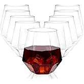 40 Pack Diamond Unbreakable Stemless Plastic Wine Glasses Disposable Clear Cocktail Champagne Whiskey Glasses 12oz Elegant Durable Reusable Cups Indoor Outdoor Ideal for Wedding Bars Party Home