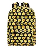 Zicac Kids' Cool Smiling Face Pattern Backpack Student Canvas Emoji Backpack Cute Bags (Black)