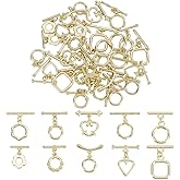 CRAFTYMELODY 40Pcs Toggle Clasps 10 Style Alloy T-Bar Closure Clasps Extender Flower Ring Heart OT Toggle Connectors for Bracelet Necklace Jewelry Making Findings Accessory DIY Craft