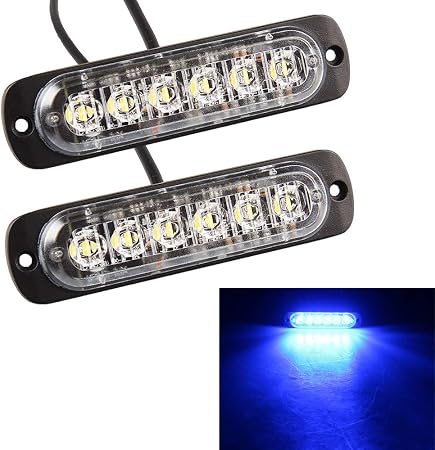 Amazon Poopee Ledデイライト 防水 ブルー 青 12v 24v車兼用 防塵 耐衝撃 6連 Drl 超薄型 デイタイムランニングライト 左右セット 車用端子 車 バイク