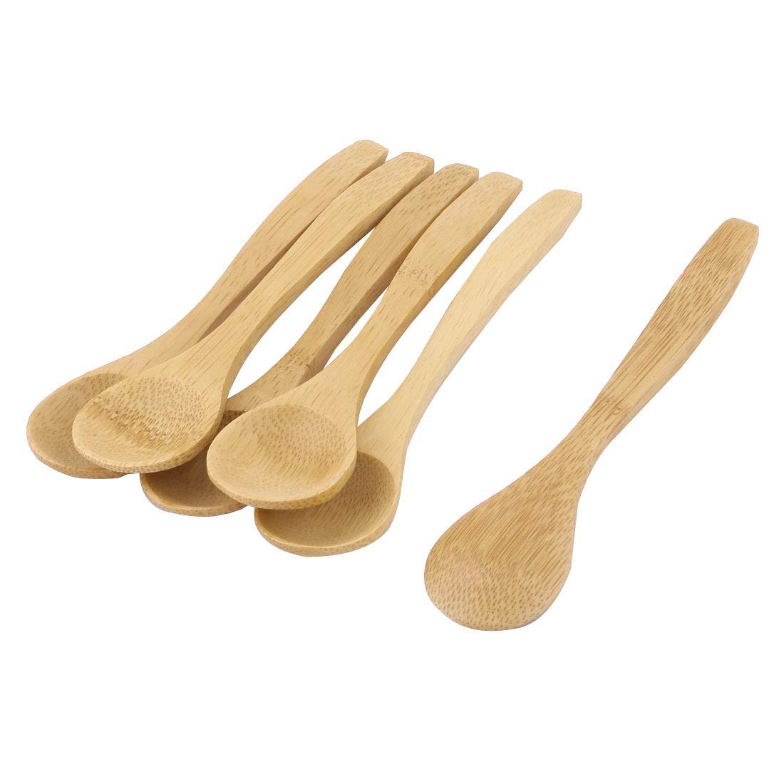 Sourcingmap Household Kitchen Porridge Soup Sugar Salt Wooden Scoop Spoon 6pcs Wood Color