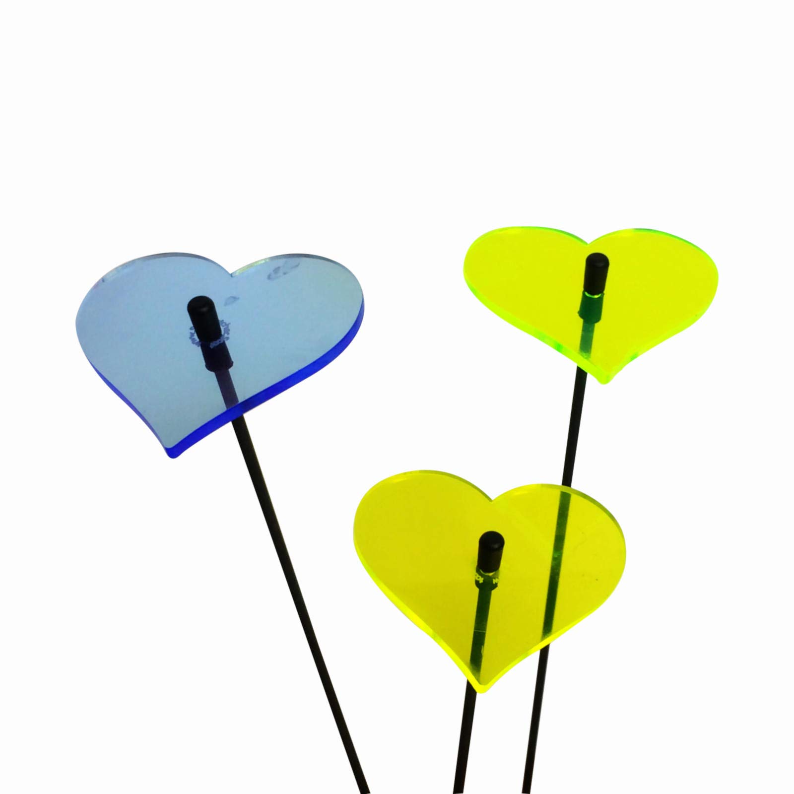 Sun Catcher Garden Decor Ornaments Hearts, Set of 3 Decorative Garden Stakes, 25cm/10'' high Outdoor Yard Accessory, Great Gardeners Gift, Colour:yellow/green/blue