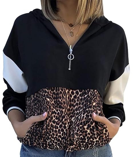 leopard print hoodie womens