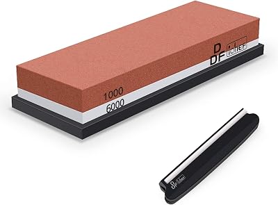 DDF iohEF Sharpening Stone 1000/6000 Grit, 2-in-1 Whetstone with Angle Guide