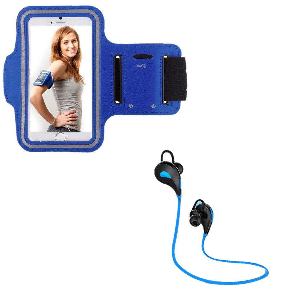 Sport Pack for Sony Xperia 10 Smartphone (Bluetooth Sports Earphones + Armband) Running T7 (Blue)
