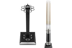 MoyanSuper Pool Stick Holder Metal Billiard Cue Rack Holds 8 Sticks Heavy-Duty Floor Stand,Black