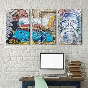 3 Panel Triptych Street Graffiti Series Rustic Weathered...