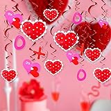 30PCS Hanging Heart Swirl for Wedding Hanging Decoration, Sweet Heart Romantic Foil Swirl for Party Celebration Marriage Proposal - Red & Pink by Fright Night