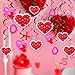 30PCS Hanging Heart Swirl for Wedding Hanging Decoration, Sweet Heart Romantic Foil Swirl for Party Celebration Marriage Proposal - Red & Pink by Fright Night